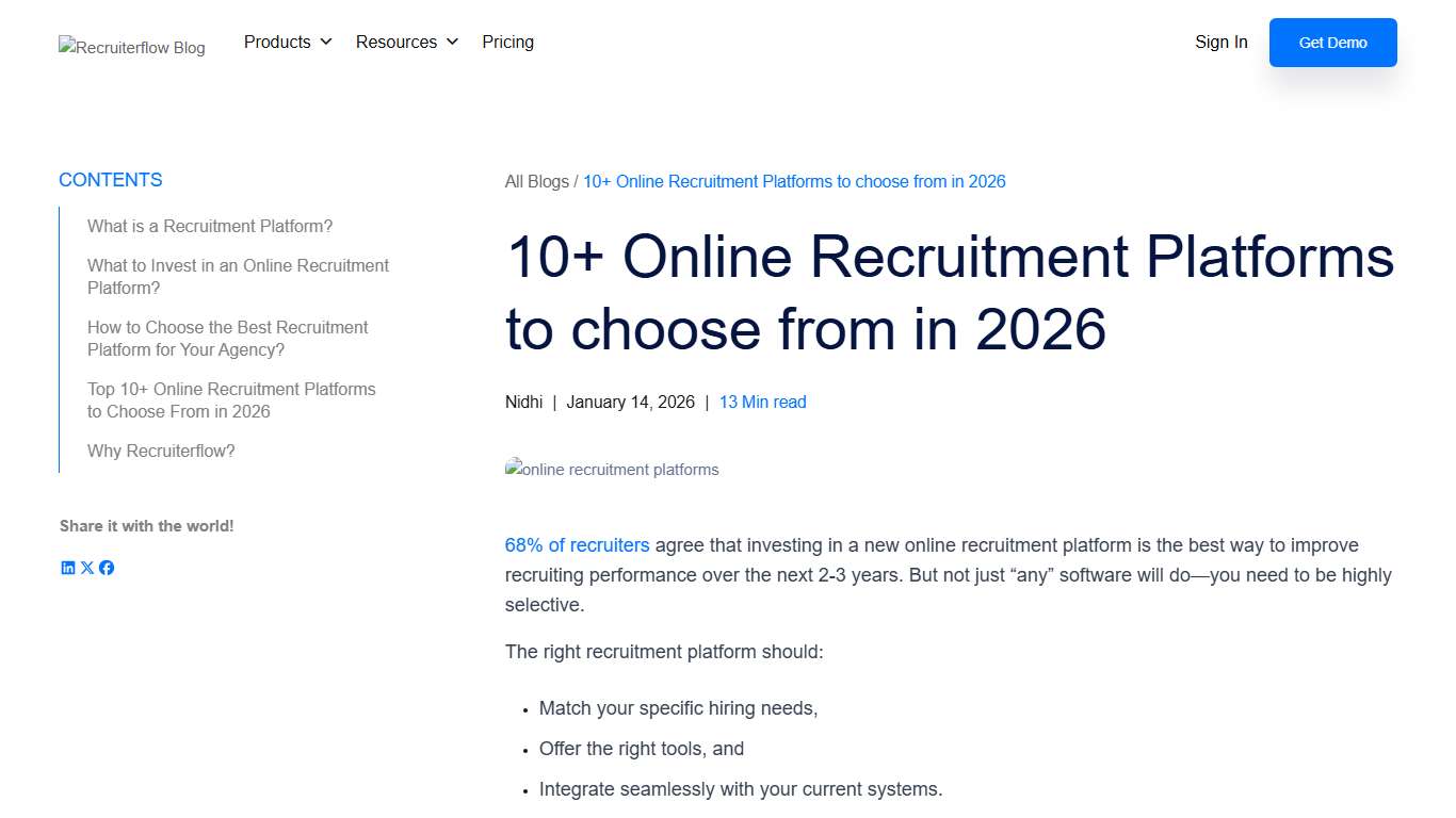 10+ Online Recruitment Platforms to choose from in 2026 - Recruiterflow Blog